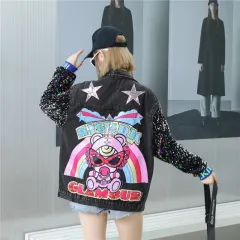 Vintage Fashion Washable Denim Coat Woman - Black - View 1