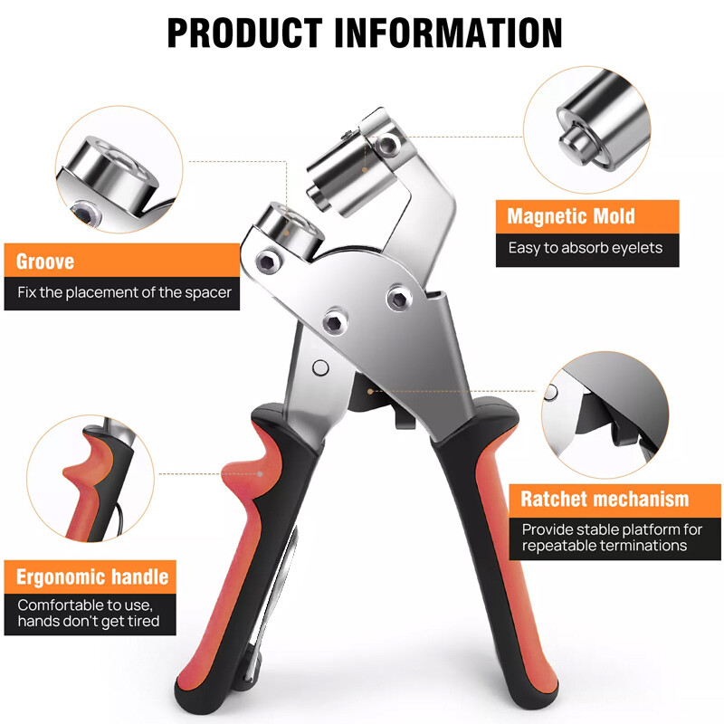 Grommet Tool Kit 10mm Metal Eyelet Pliers Hole Punch Tool For Leather Tarpaulins 8