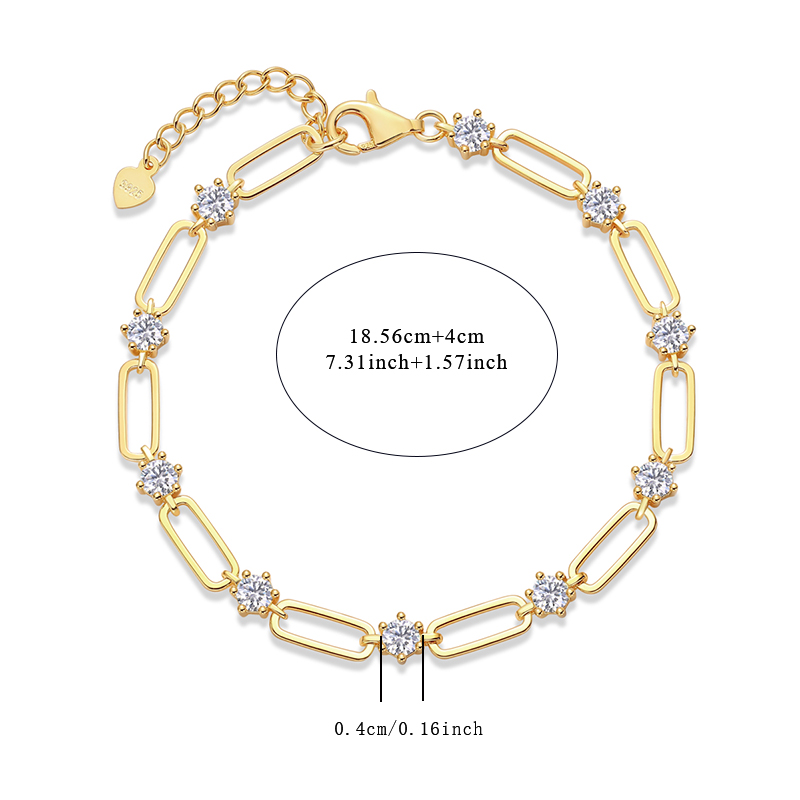 Set With Top-quality Moissanite, This Luxurious And Fashionable Light Luxury Trend Jewelry Silver Bracelet Is S925 Silver-plated With Gold