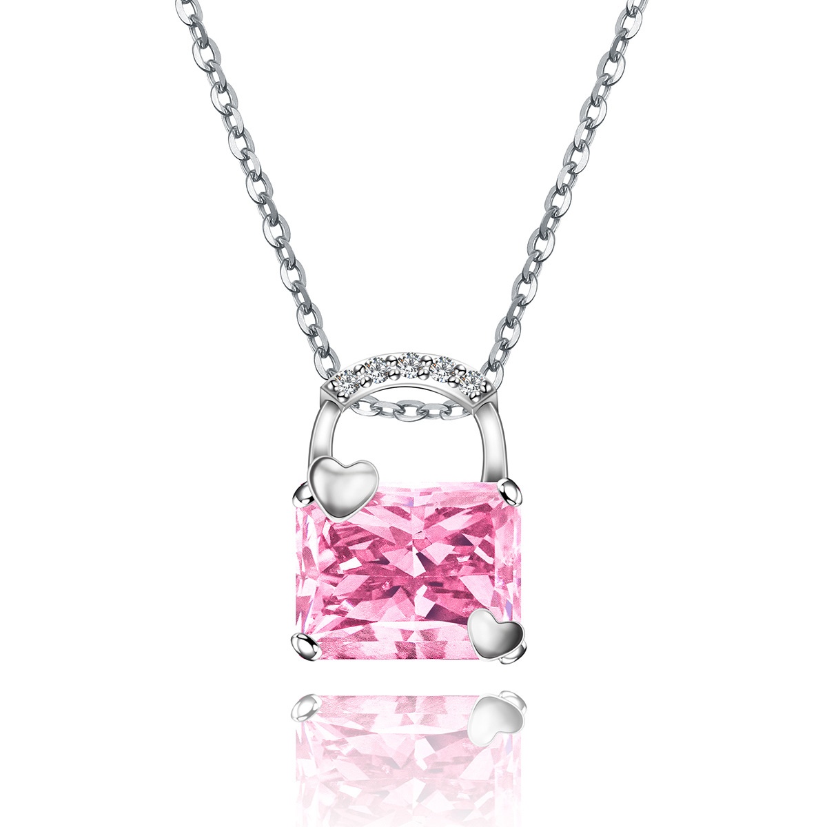 Sterling Silver Necklace Women's Fashion Lock Head