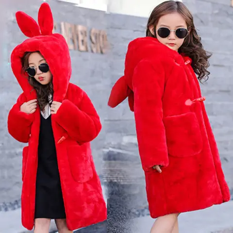 Thickened Faux Fur Coat for Big Kids