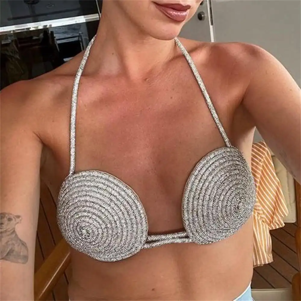 Exaggerated Round Bikini Chest Chain Nightclub Sexy Rhinestones