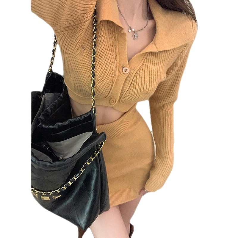 Women's Fashion Knitting Top Skirt Suit