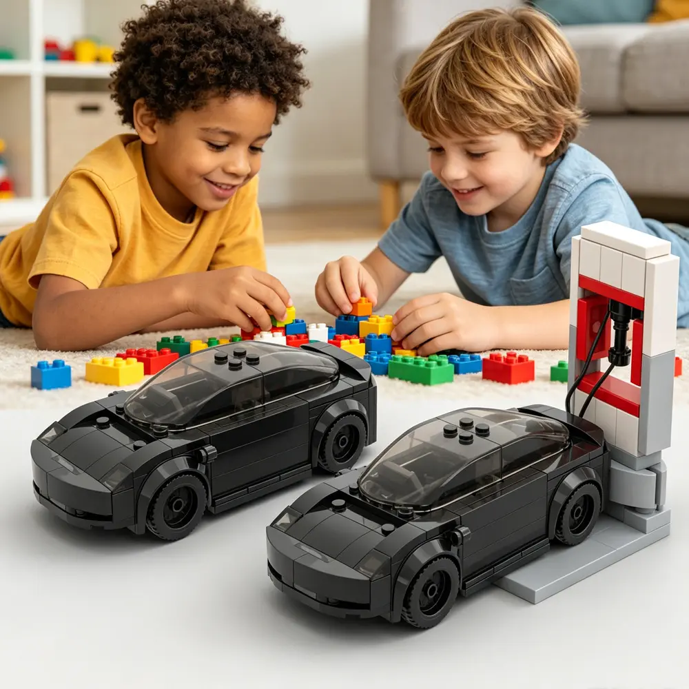 Black Electric Sports Car Building Blocks
