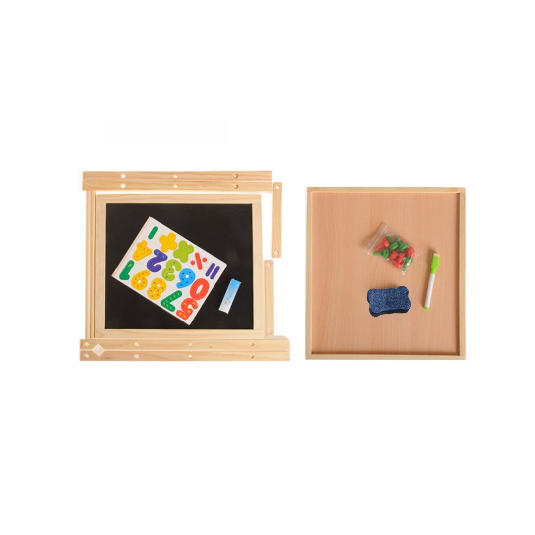 Kids 2 In 1 Wooden Blackboard Whiteboard Children Art Easel Chalk Drawing Board
