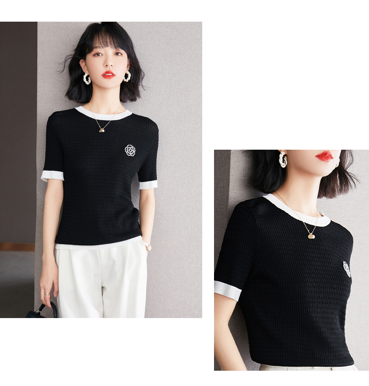 Women's Summer High Elastic Knitted T Shirt - Image 4