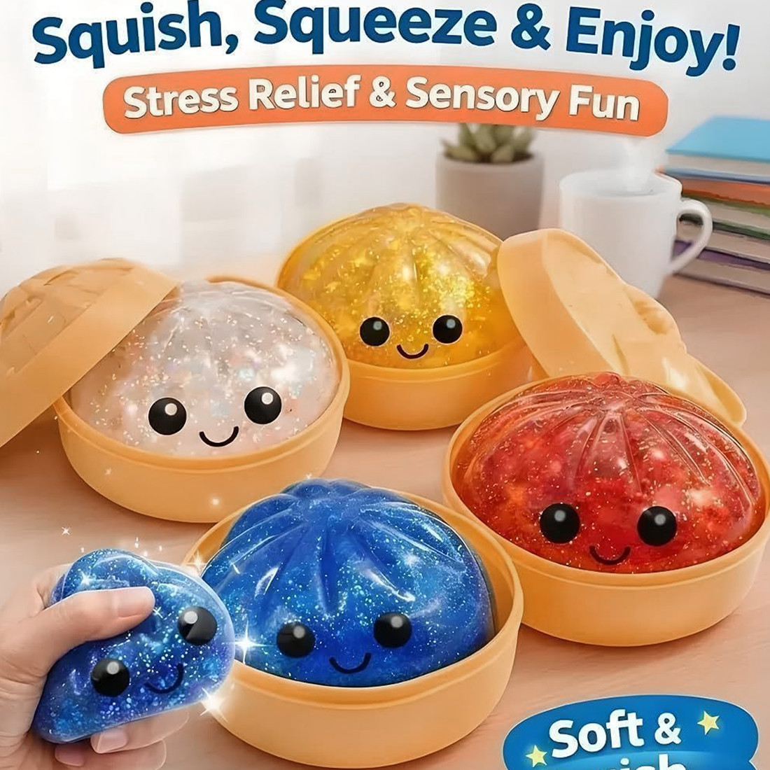 12PCS Glitter Dumpling S Quishy Toy Mystery Blind Box Bun Stress Relief Steamer — image 12