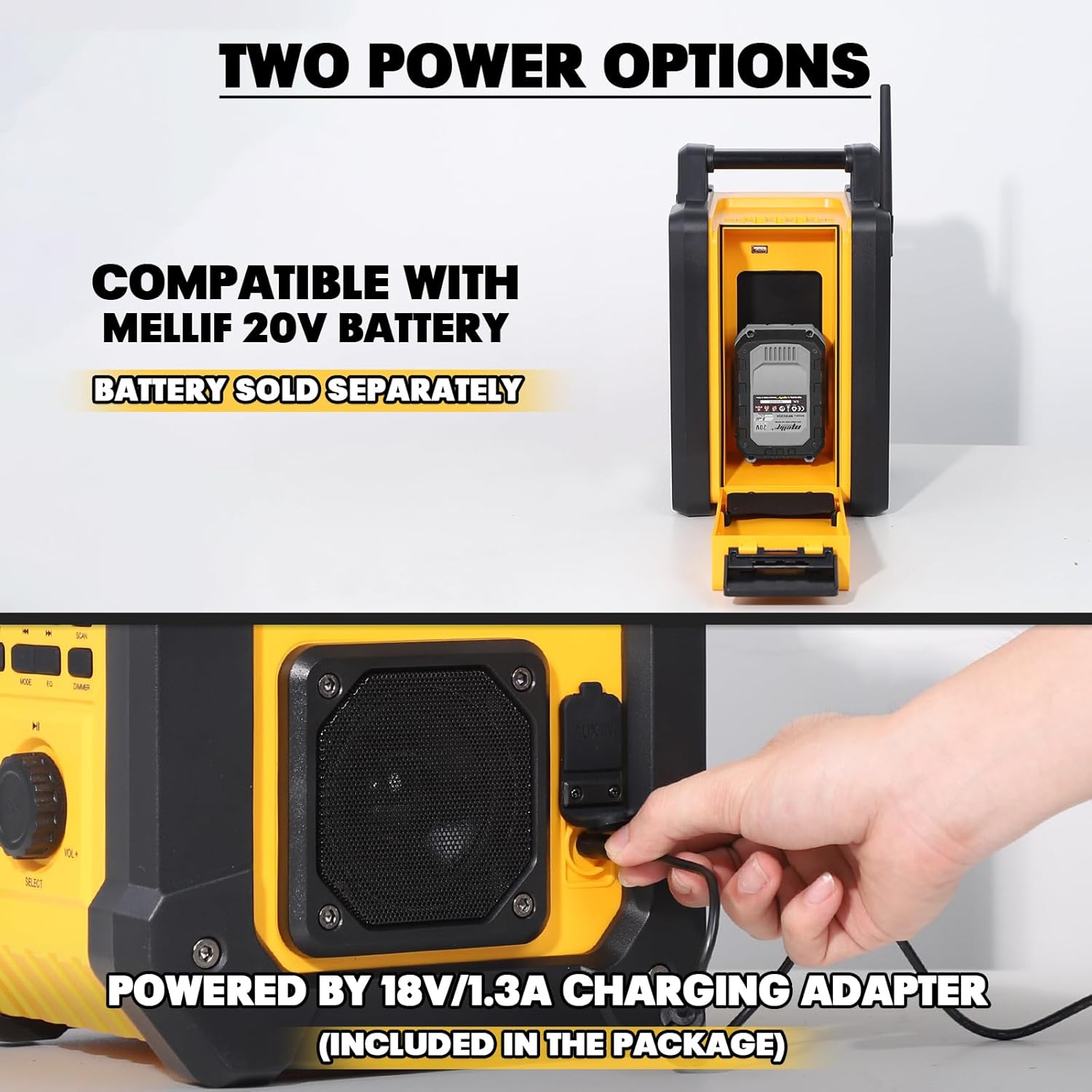 Mellif 18V Jobsite Radio Bluetooth Speaker Comaptible With DEWALT 20V MAX — image 4