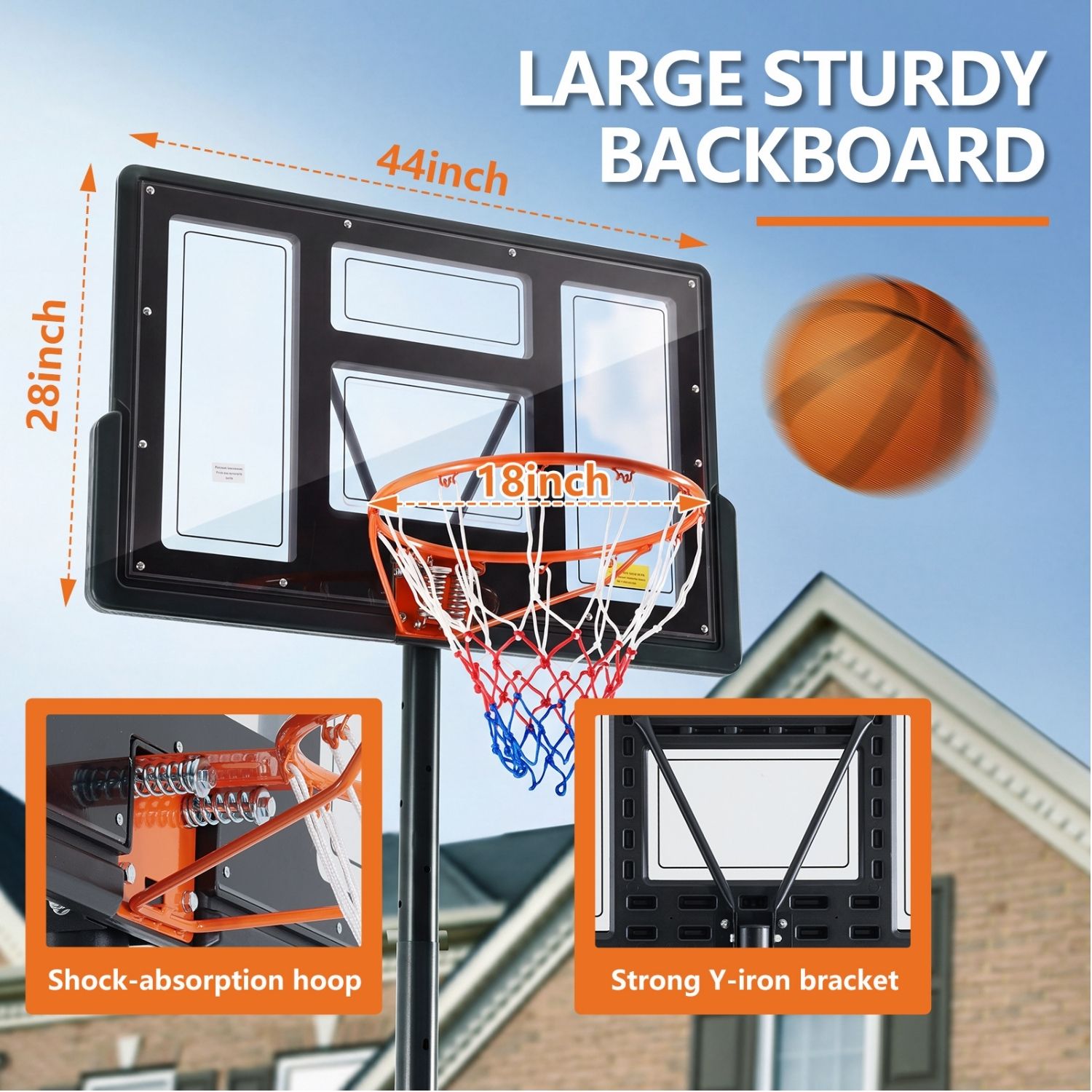 Adjustable Portable Basketball Hoop For Kids Youth Adults, Indoor Outdoor Training Practice With Sturdy Stand