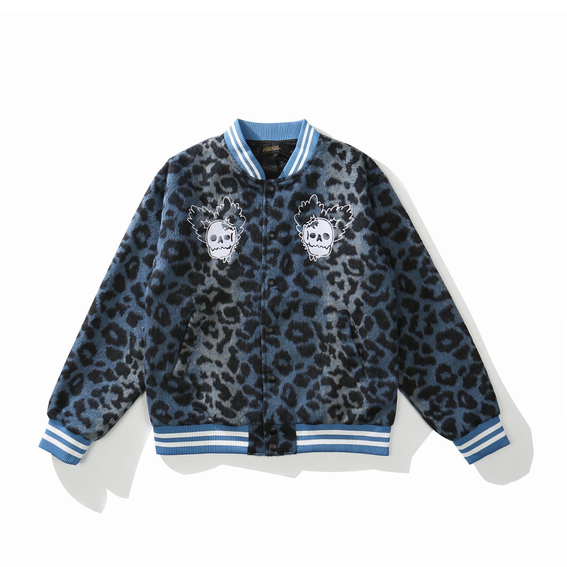 National Tide Embroidery Street Style Gradient Leopard Print Unisex Baseball Uniform