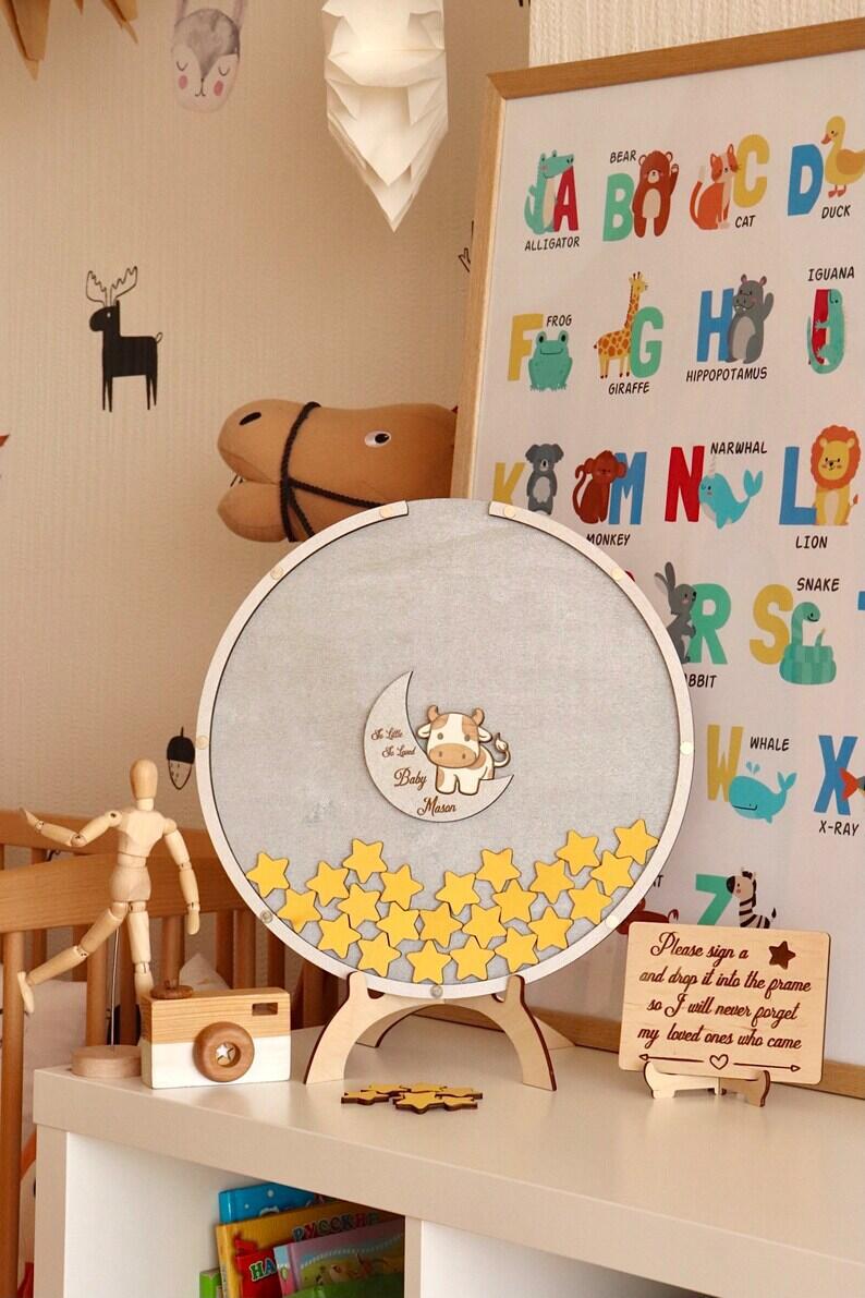 European Character Cute Cow First Birthday Party Signing List