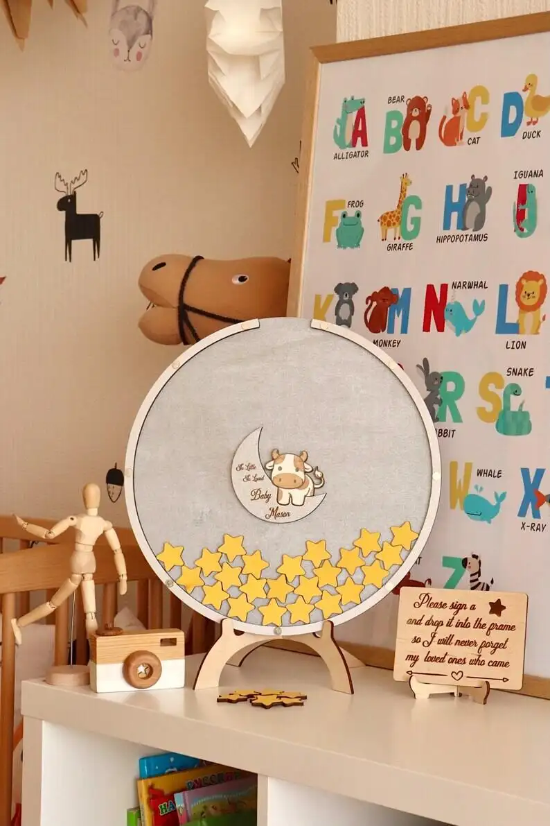 European Character Cute Cow First Birthday Party Signing List