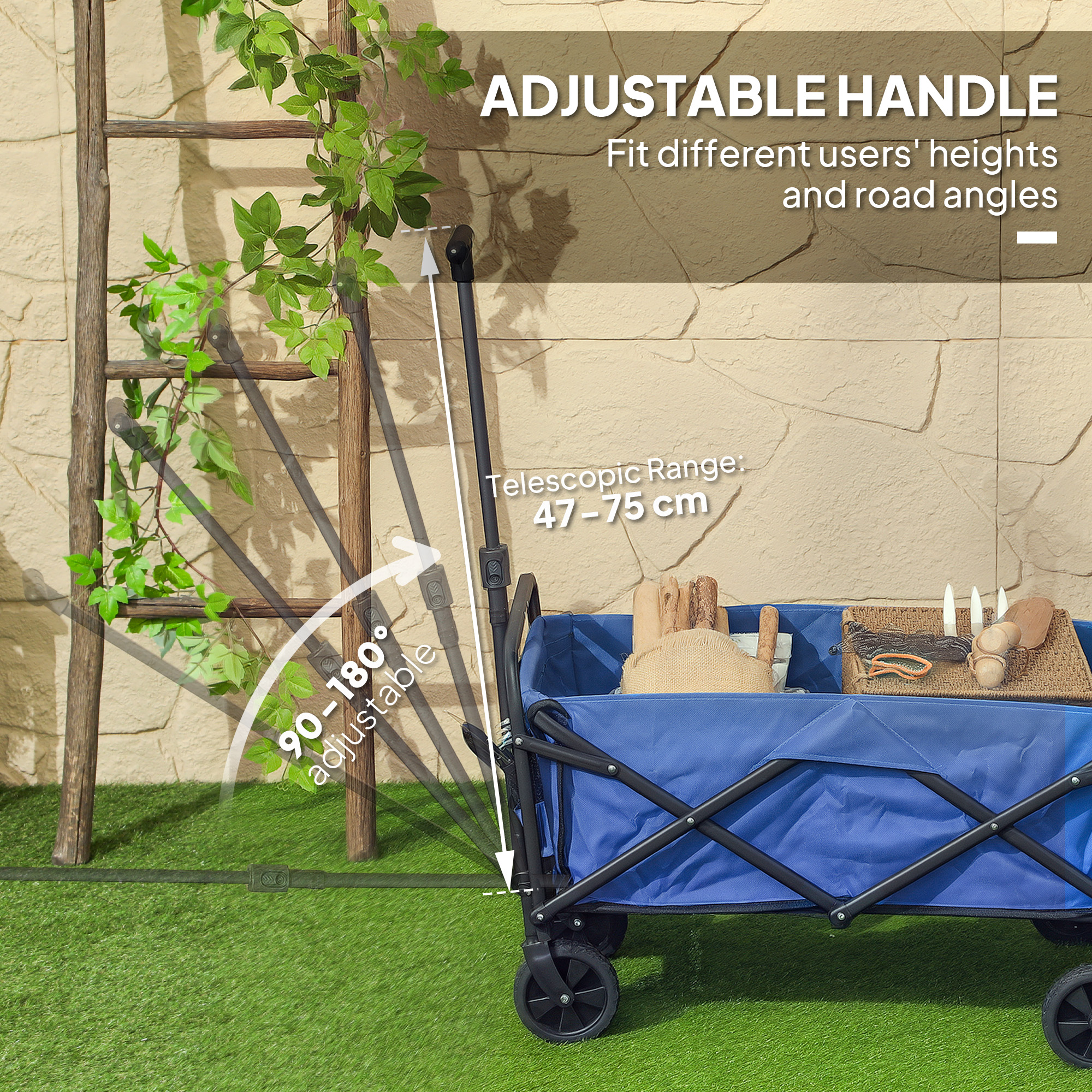 62L Festival Handcart With Wheels, Garden Folding 120kg Heavy Duty Foldable — image 11