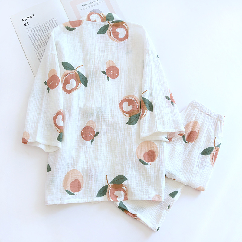 Women's Fashionable Cotton Kimono Gauze Pants Loungewear