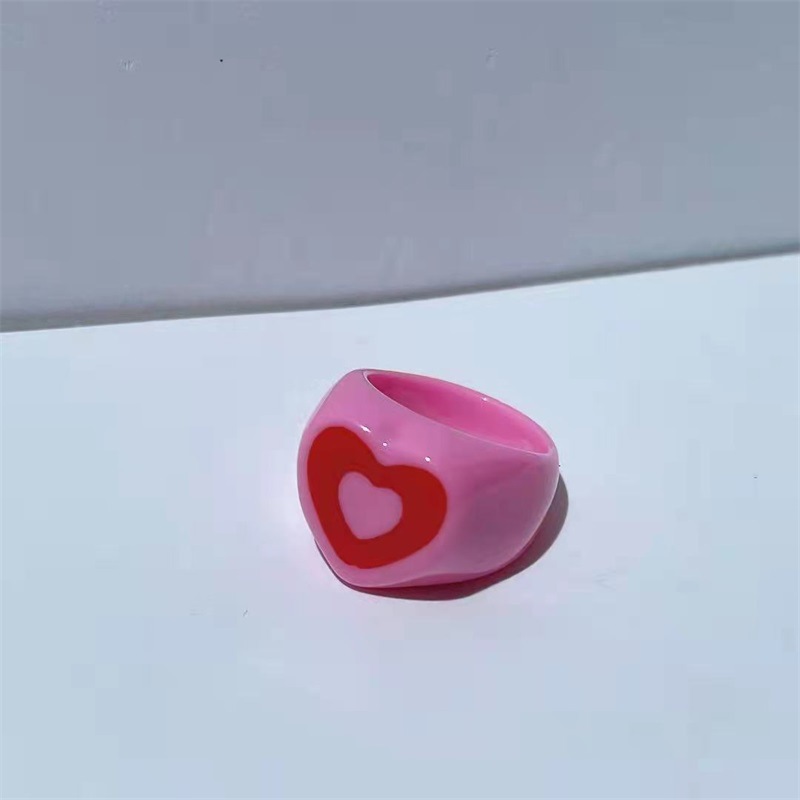 Title 6, Love Heart Peach Resin Ring Maiden Heart