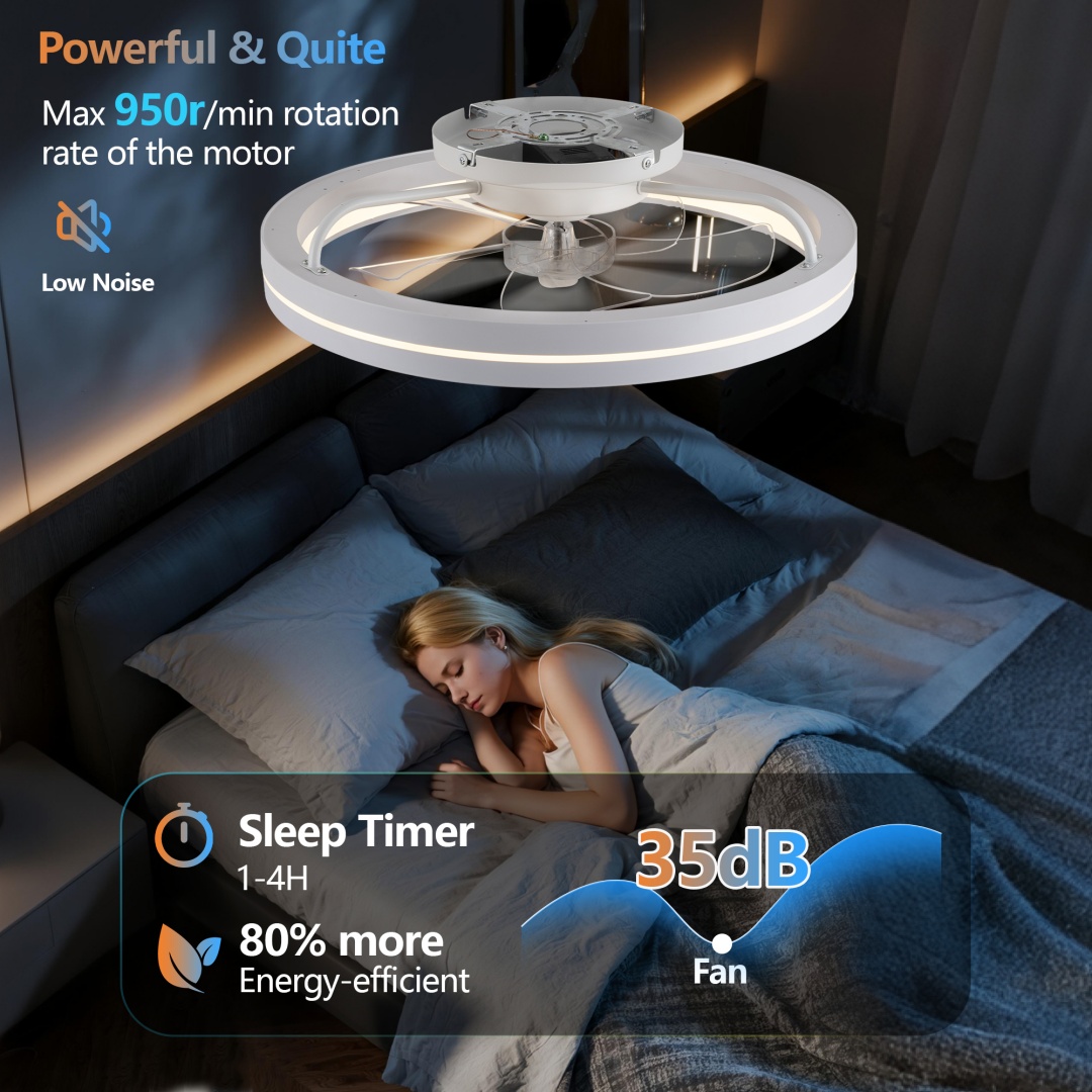 RGB Ceiling Fans With Lights, 19in Smart LED Ceiling Fan With Remote APP... 10