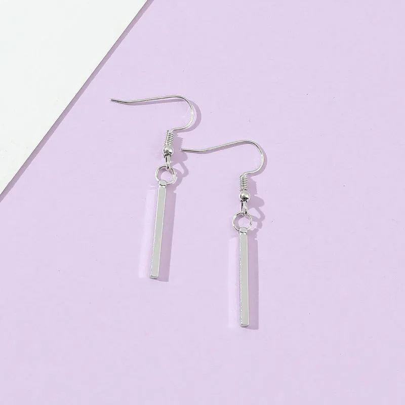 Vertical All Match Simple One Word Long Earrings