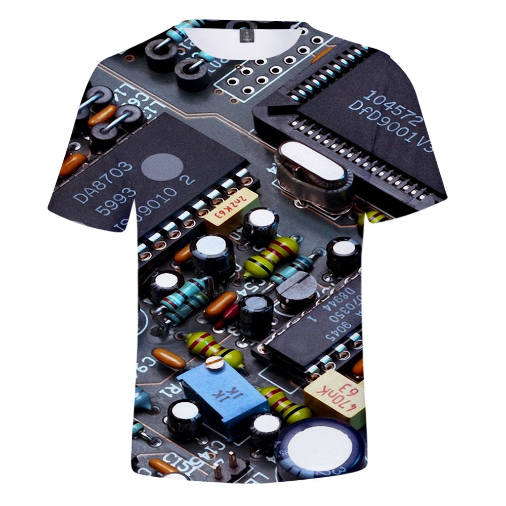 Title 5, T-Shirt Uomo Stampa Digitale 3D Scheda Madre Me...