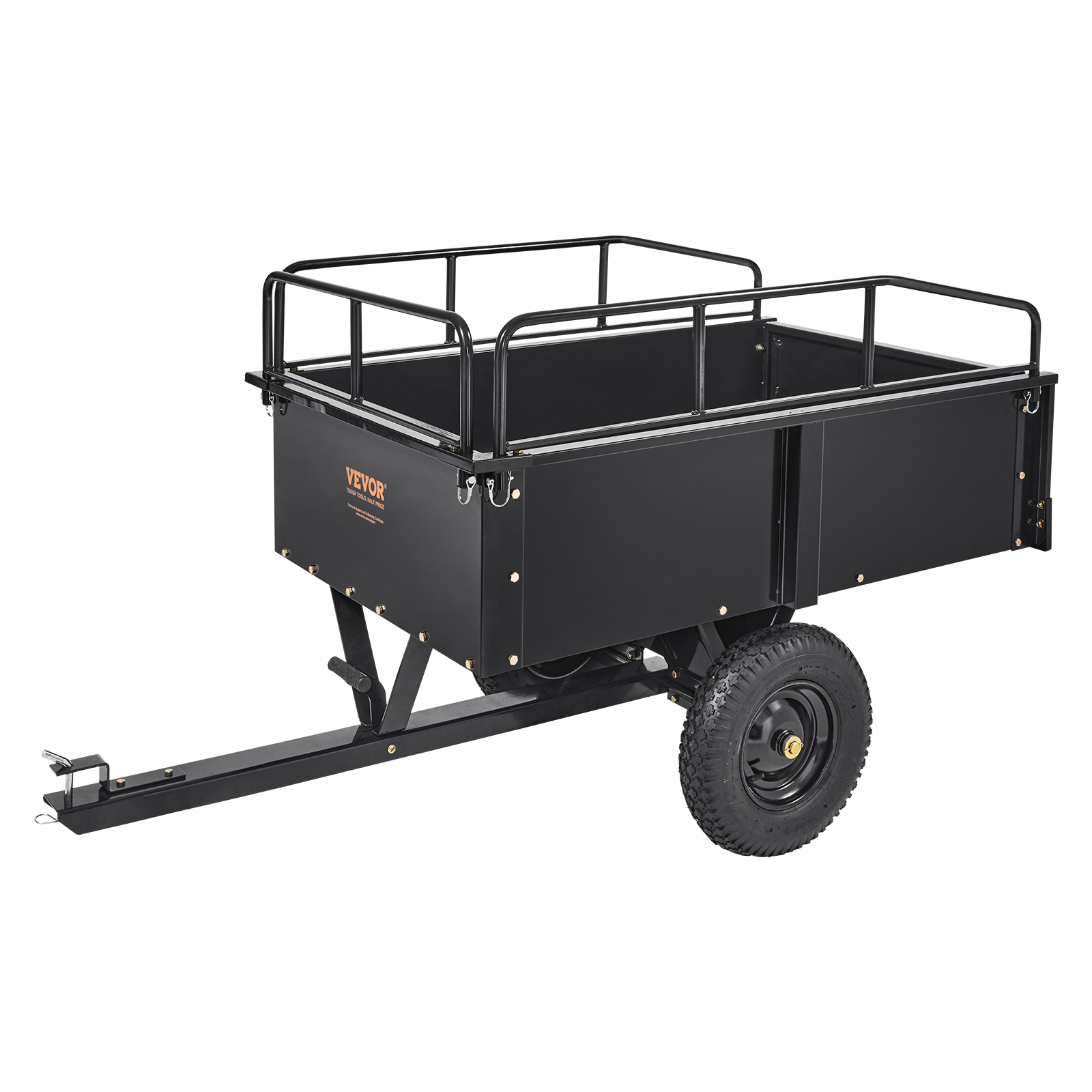 VEVOR Heavy Duty ATV Trailer Steel Dump Cart, 750-Pound 15 Cubic Feet, Garden Ut