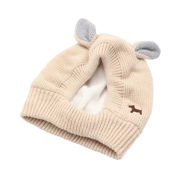 Fashion Simple Knitted Rabbit Ear Pet Hat Beige - Shop at LoveMi