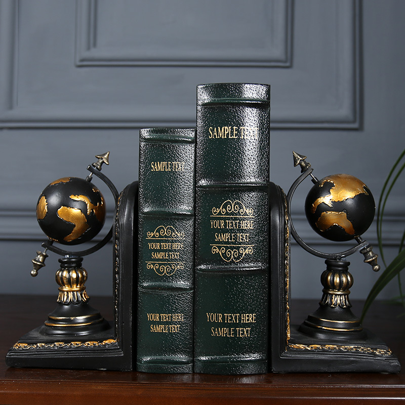 Rustic retro bookends office ornament