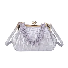 Small Design Pleated Single Shoulder Messenger Bag For Women - Silver - View 1