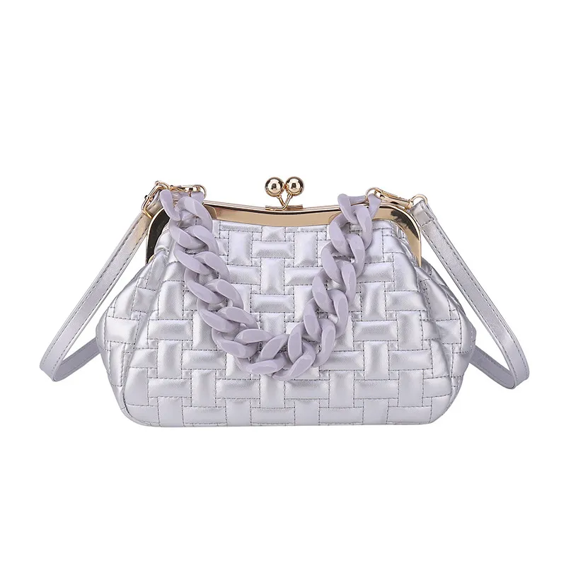 Small Design Pleated Single Shoulder Messenger Bag For Women - Silver