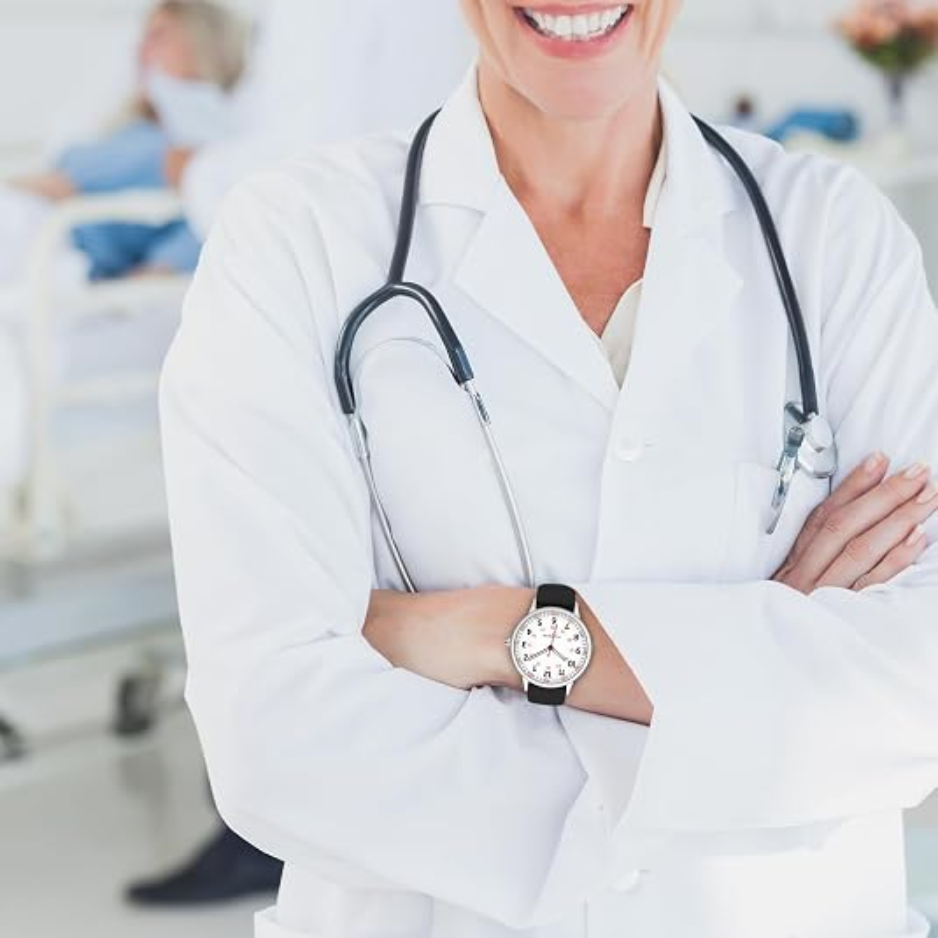 Nurse Watch For Women, Waterproof Silicone Analog Watch With Second Hand