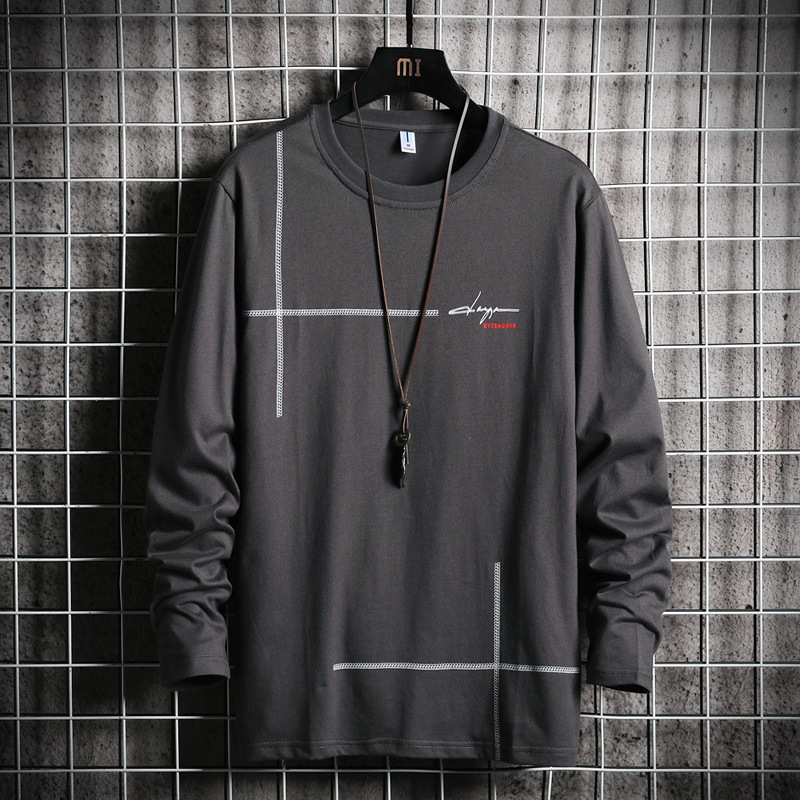 Men's Turtleneck Long Sleeve T-shirt Male Youth Loose Simple Round