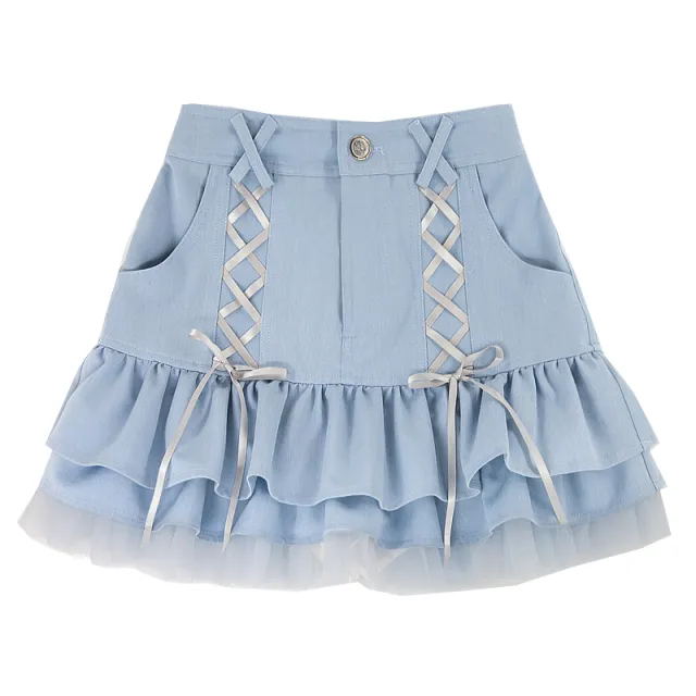 Women's High Waist Denim Skirt Light Blue - Shop at LoveMi