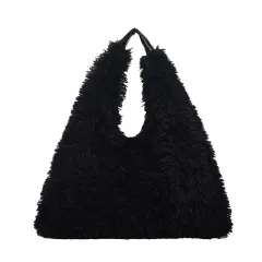 New Autumn And Ainter Plush Handbags Large-capacity Shoulder Armpit Bag Cute Fashion Luxury Designer Tote Bags For Women Trend - Black - View 1