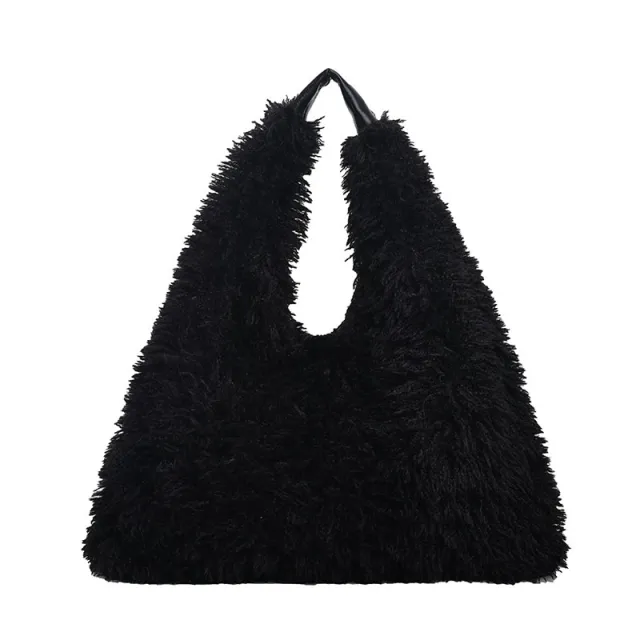 New Autumn And Ainter Plush Handbags Large capacity Shoulder Armpit Bag Cute Fashion Luxury Designer Tote Bags For Women Trend Black - Shop at LoveMi