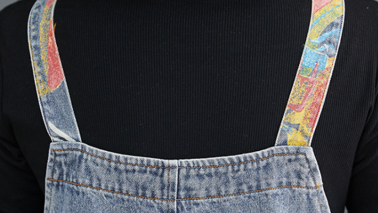 Title 10, New Spring Printed Jean Suspenders For Women