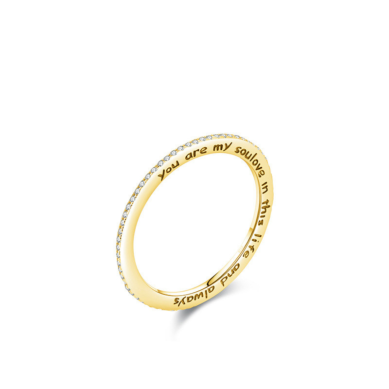 Ladies Personality Simple Fashion Ring Gold White Stone - Shop at LoveMi