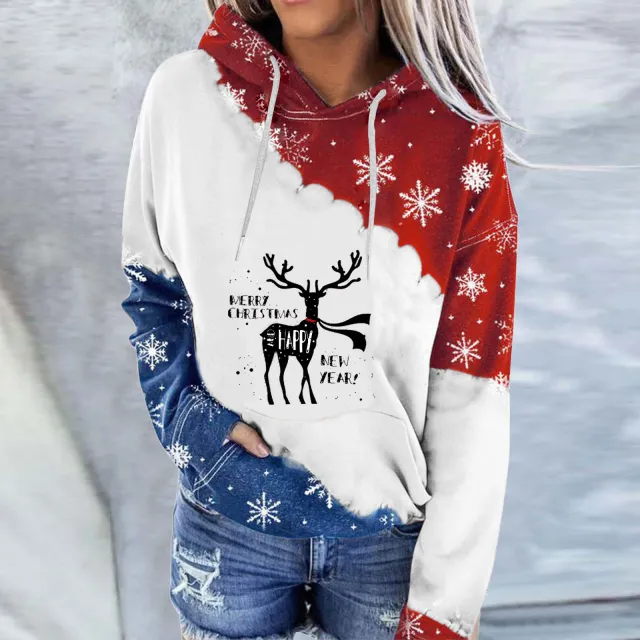 Snowman Print Crew Neck Hoodie Long Sleeve Sweatshirt Photo Color E Xl - Shop at LoveMi