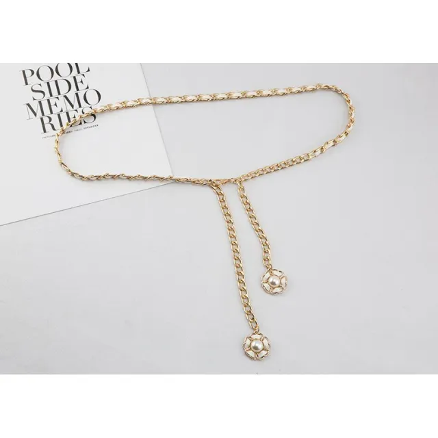 Black And White Metal Female Metal Belt Thin Waist Chain White - Shop at LoveMi