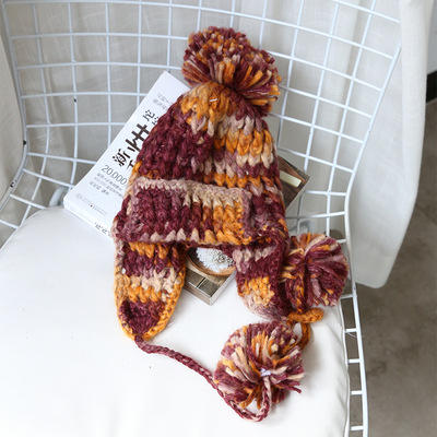 European Yarn Mixed Color Wool Lei Feng Hat