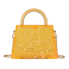 Super Mini Transparent Chain Small Bag Bag Lipstick Bag Headphone Bag Women - Yellow - View 1