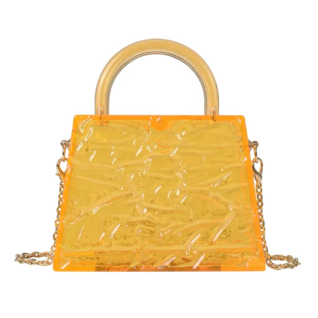Super Mini Transparent Chain Small Bag Bag Lipstick Bag Headphone Bag Women Yellow - Shop at LoveMi