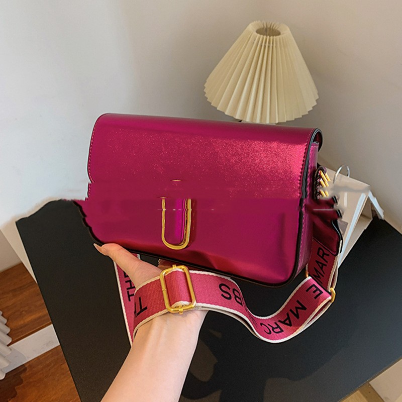 Fashion Small Square Bag Simple Texture Wide Shoulder Strap Rose - Shop at LoveMi