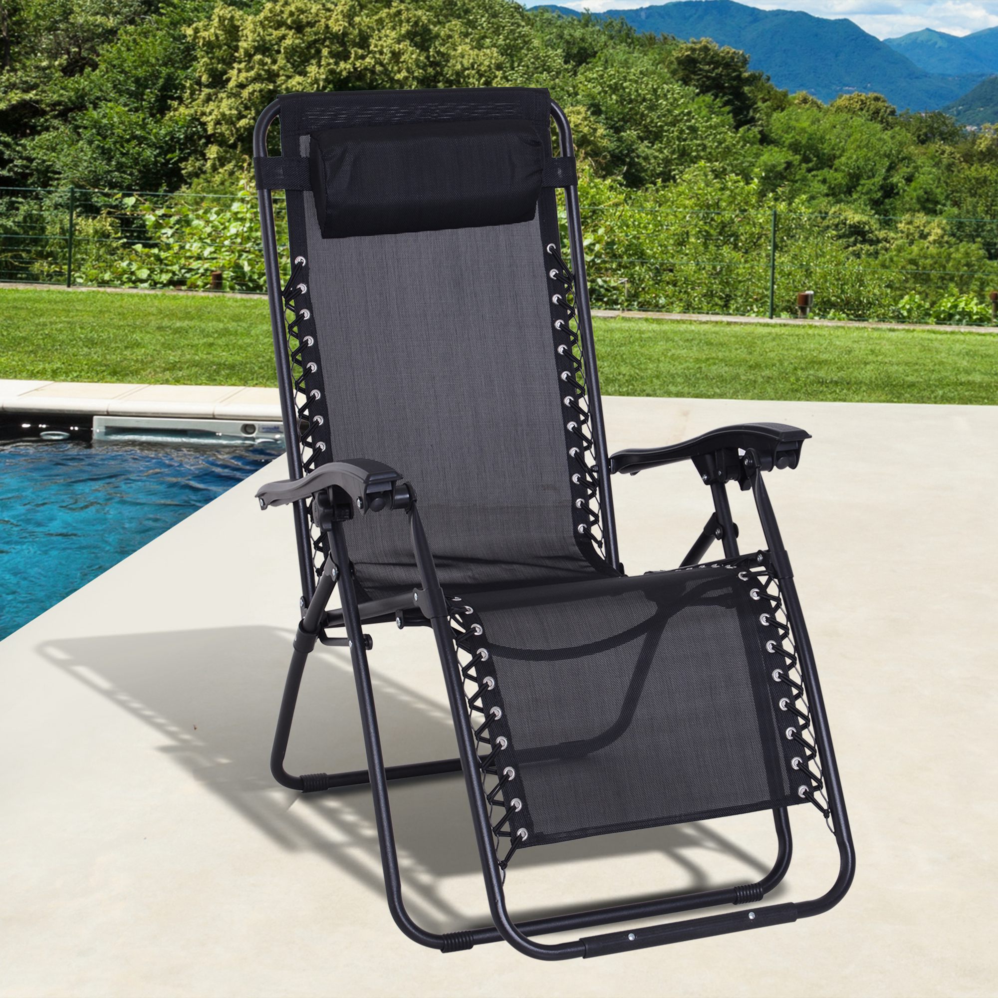 Zero gravity chair, metal frame, teslin fabric, outdoor