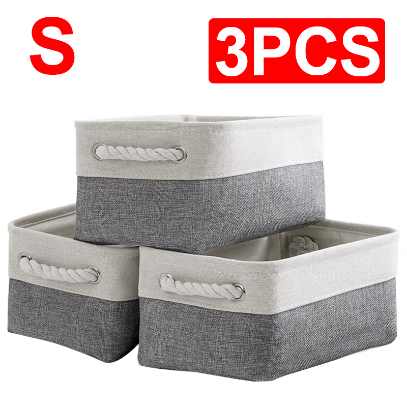 Foldable Large Canvas Storage Fabric Baskets Cotton Rope