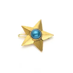 Vintage Pearl Gemstone Five-pointed Star Hairpin - Gold - View 1