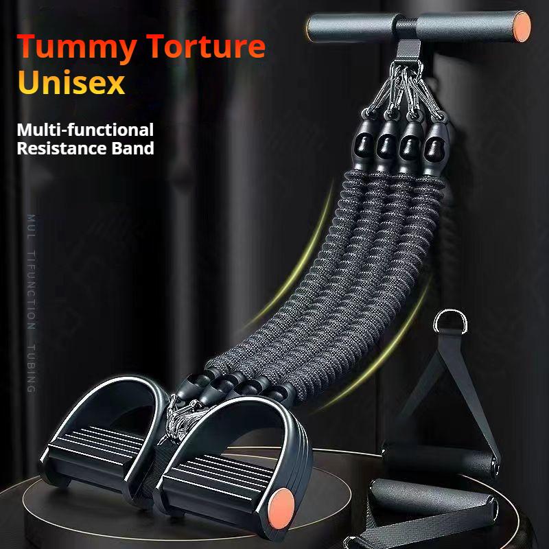 Tummy Torture Unisex Multi-Function Resistance Band For Leg & Abdominal Training At Home Anti-Break Four-Strand Design Latex Foot Pedal Puller