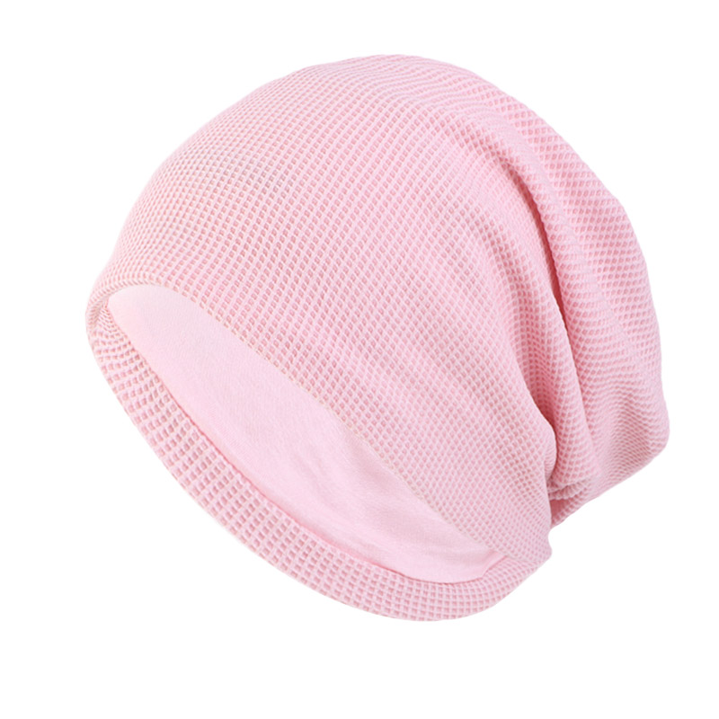 New Cotton Beanie Hat Double Layer Warmer Check Couple Unisex Slouchy Baggy Hat Chemo Turban Headcover