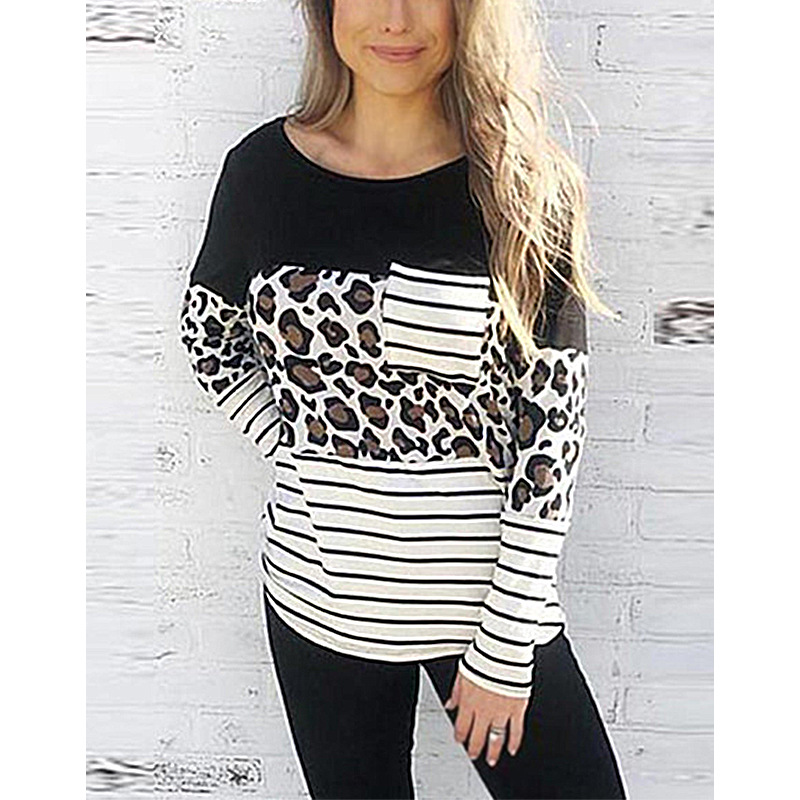 Title 5, Striped Stitching Street Style Round Neck Long-...