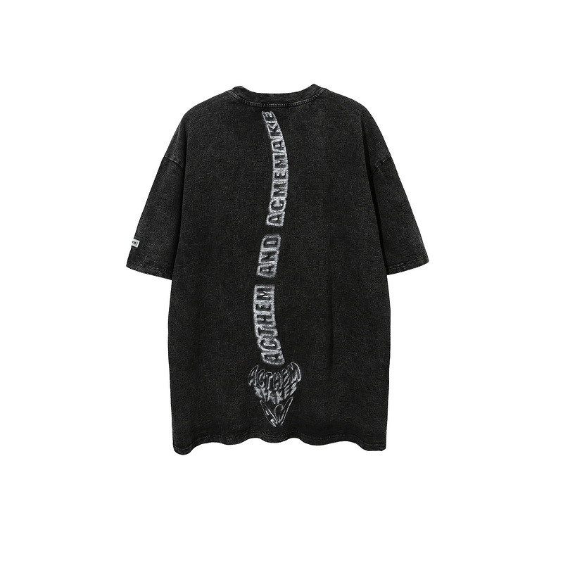Women's Vintage High Street Wash Distressed Short Sleeves