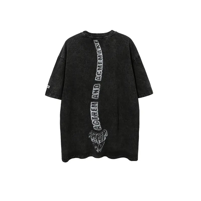 Women's Vintage High Street Wash Distressed Short Sleeves