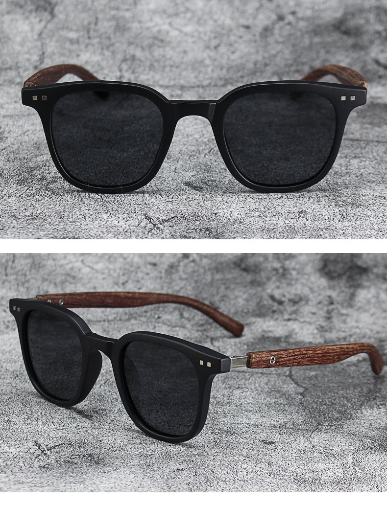 Title 7, Retro Wood Grain Polarized Myopia Sunglasses UV...