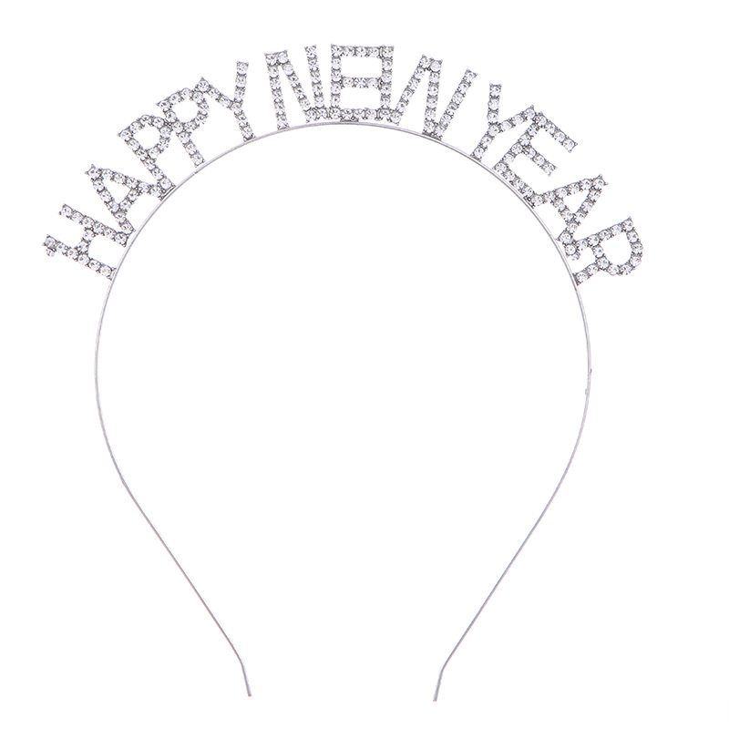 European And American Alloy Crystal Christmas Staghorn Hair Hoop New Years Hoop New White - Shop at LoveMi